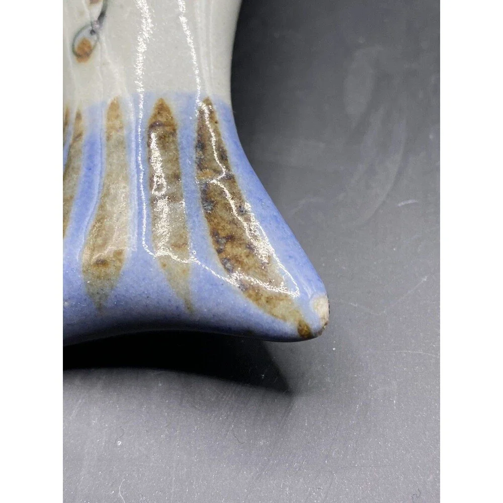 Mexican Art Pottery Ceramic Fish Signed 7” x 3.5” Tonala
